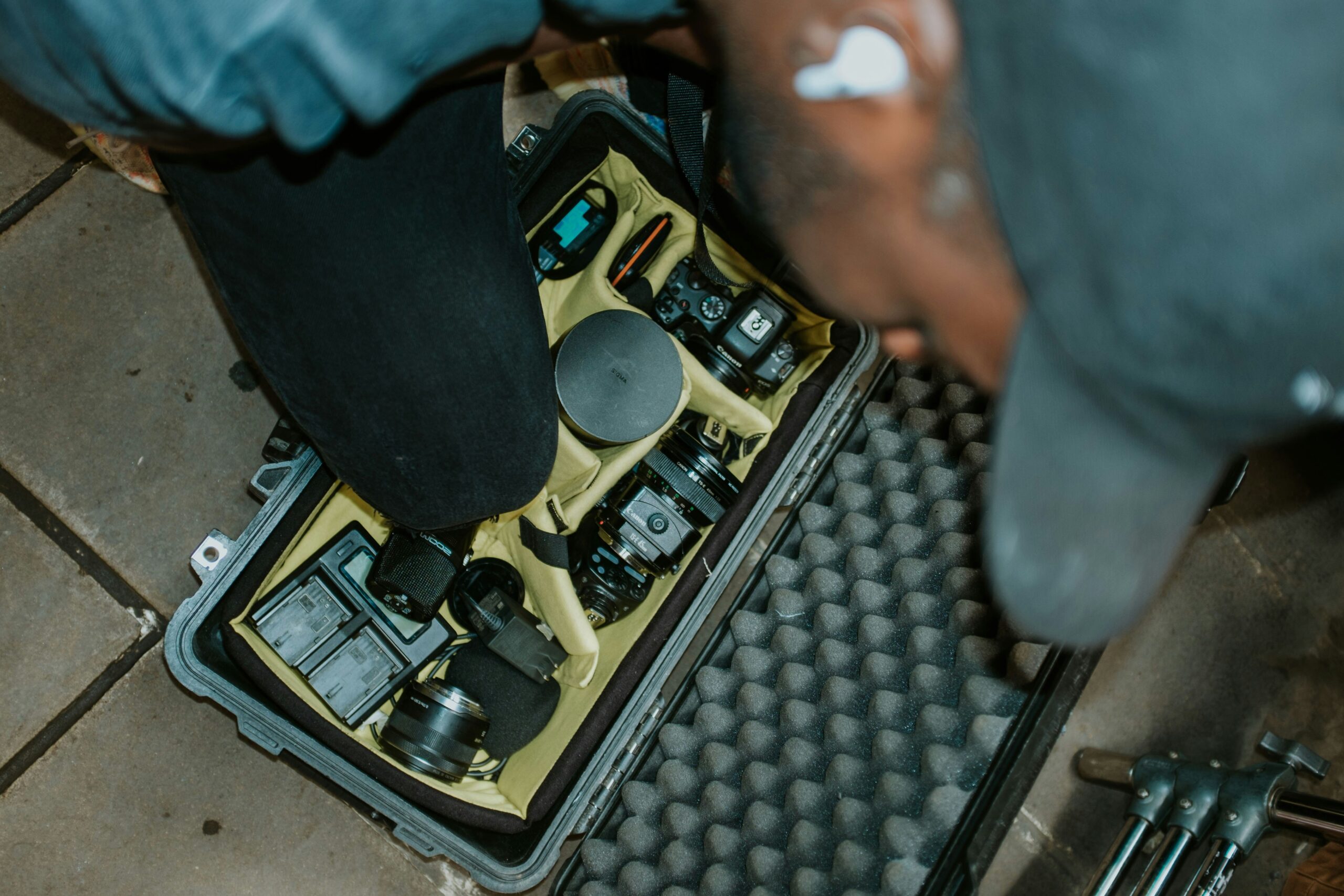 A kit containing cleaning supplies for media equipment